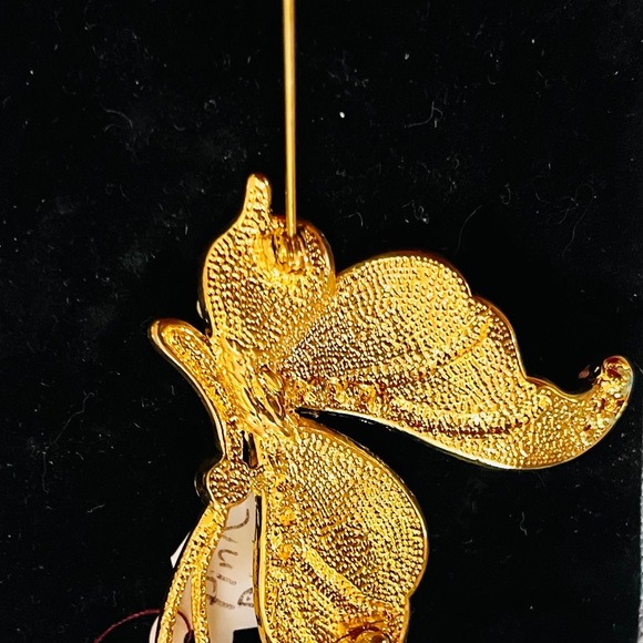 Exceptional Vintage Butterfly brooch with peach/coral enamel clear crystals - Picture 7 of 9